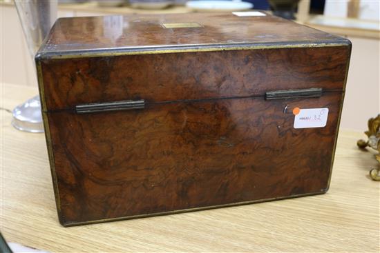 A Victorian Asprey burr walnut toilet box length 30cm